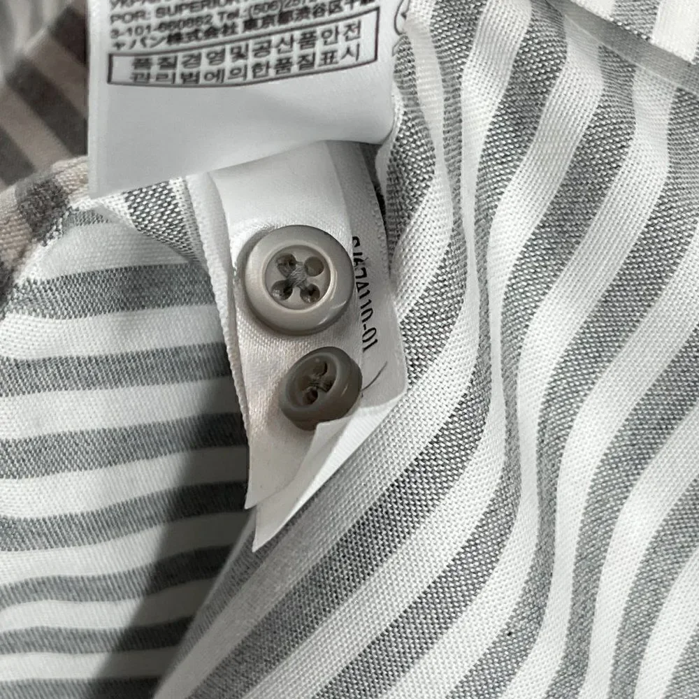 Banana republic button down shirt mens large gray white stripe NEW
